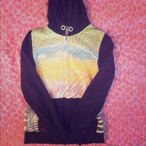 Fun multi color Roxy zip up sweat shirt