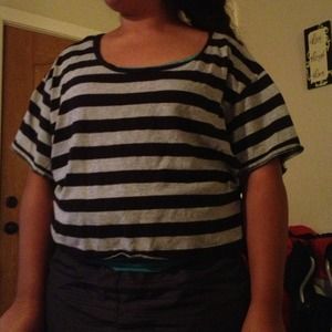 Oversized striped crop top