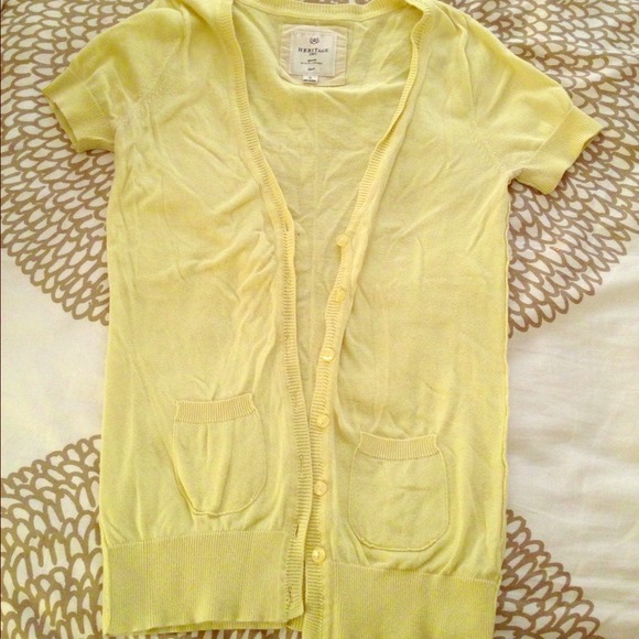 Short sleeved yellow cardigan