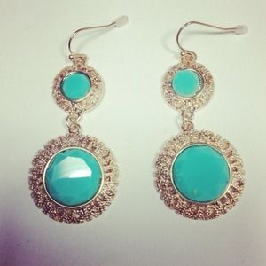 Teal hanging earrings