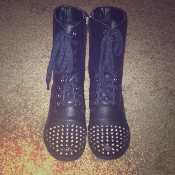 Studded Black Combat Boots