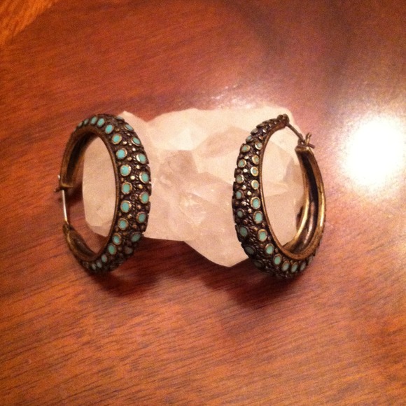 Lucky Brand Turquoise Hoop Earrings
