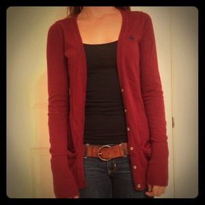 Maroon A&F cardigan