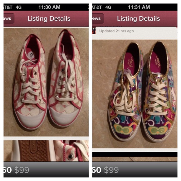 Bundled -Coach pink & white sneakers Sz 9