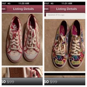 Bundled -Coach pink & white sneakers Sz 9