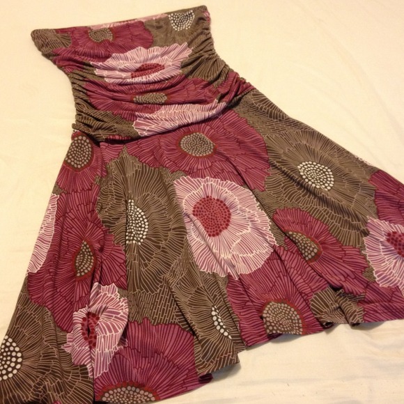 ⚡️️SOLD⚡️Pink/brown tube floral dress L