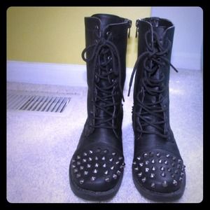 Black studded combat boots! Not my size worn once