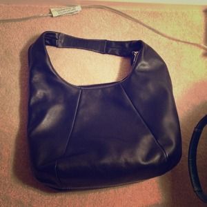 Ann Taylor hobo style black leather like purse