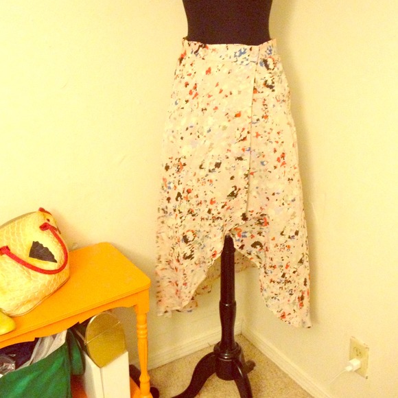 BCBG Abstract Pastel Floral Wrap Skirt