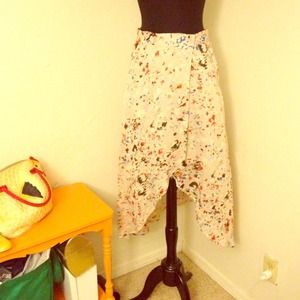 BCBG Abstract Pastel Floral Wrap Skirt