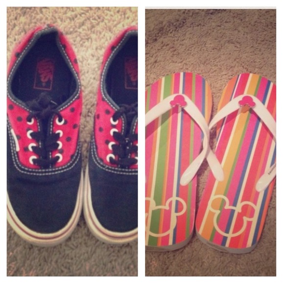 Lady bug vans + Mickey Mouse flip flops