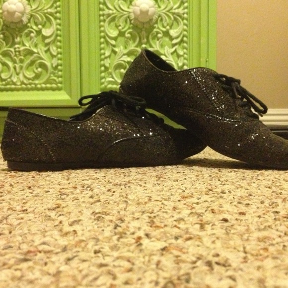 Black Glitter Oxfords