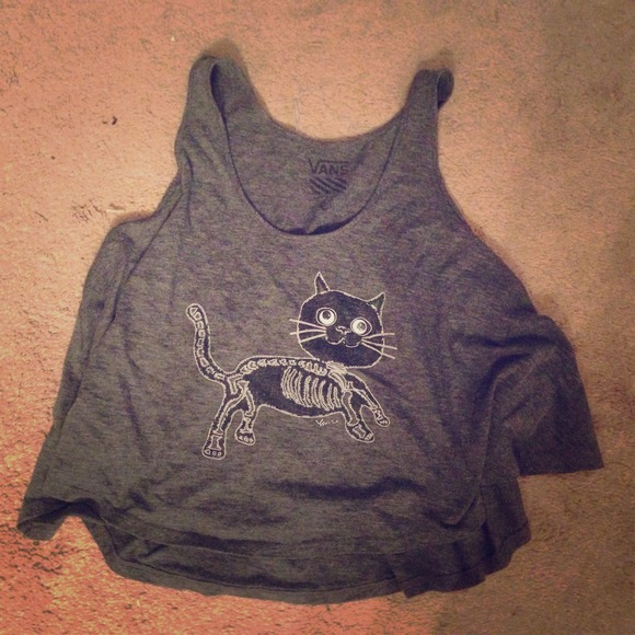 Skeleton Cat Crop Top