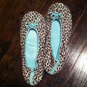 Cheetah Print, light blue, sparkly slippers