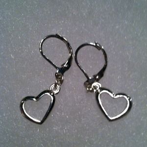 Silver Heart Dangly Earrings