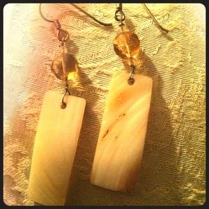 Shell ,citrine, and sterling silver earrings