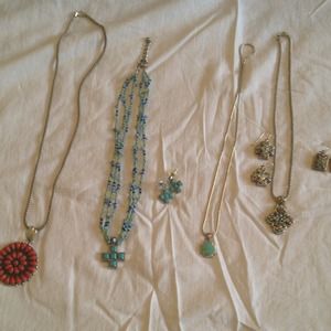 Turquoise and sterling necklaces and  earrings