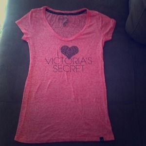 Sz S sheer pink Victoria Secret rhinestone T