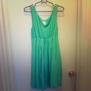 Simple sea green 100% silk dress