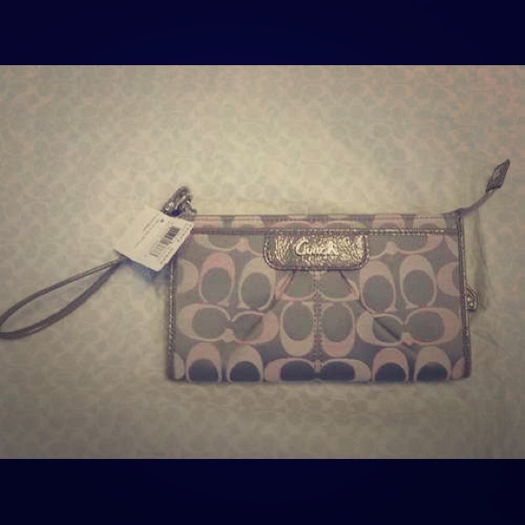 Gray and Pink Coach Wallet/Wristlet