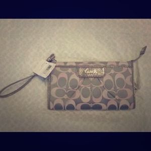 Gray and Pink Coach Wallet/Wristlet