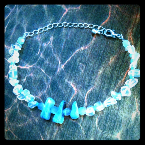 Blue Beaded Anklet