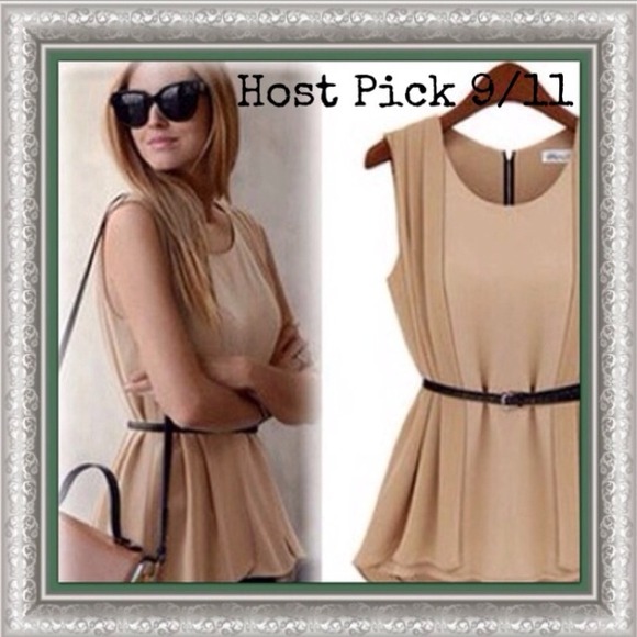 Tops - 🌹HOST PICK🌹NWT Chiffon LayerPeplum Top w/Blt. OS