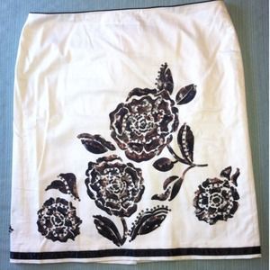 White House Black Market Floral Sequin Skirt