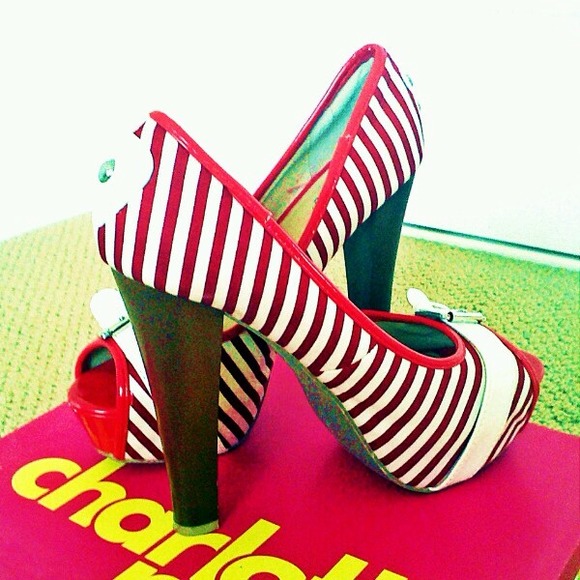SUPER SALE! Charlotte Russe Red Striped Heels