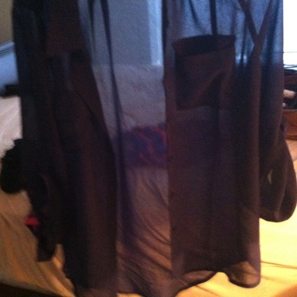 Cute navy sheer buttoned shirt