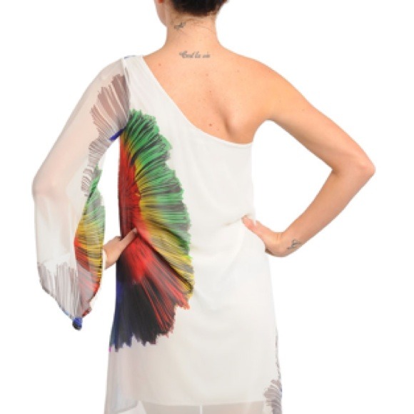 BOHO Chic One Sleeve Flare Lined Mini Dress - Picture 3 of 4