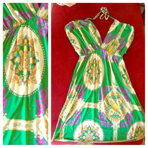 Green printed Empire waist dress