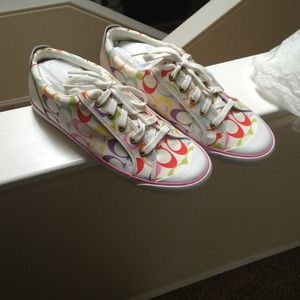 ❌Bundled!🚫Coach Barrett multi-color tennis shoes