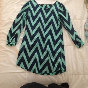 Navy and turquoise chevron dress