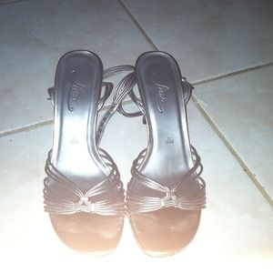 Silver strappy heels