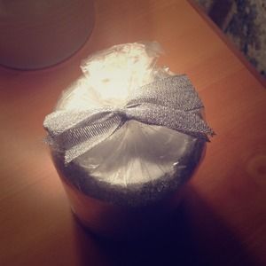 BRAND NEW! silver glitter candle.