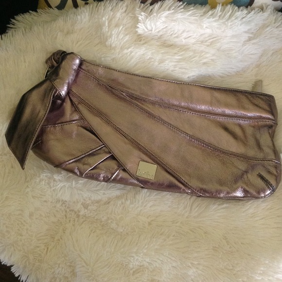 Kooba Silver Bronze Metallic Leather Clutch - Picture 1 of 4