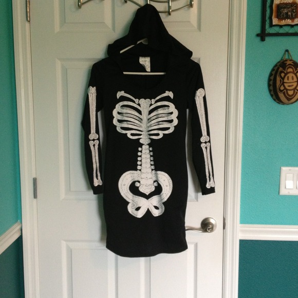 Sparkly Hooded Skeleton Girl Dress