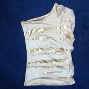 one shoulder flair sleeze top