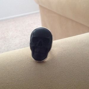 Charles Albert Obsidian Skull Ring