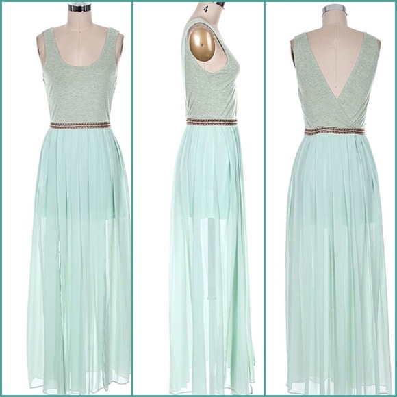 Seafoam Contrast Maxi Dress