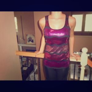 Arden B pink and red sparkled top