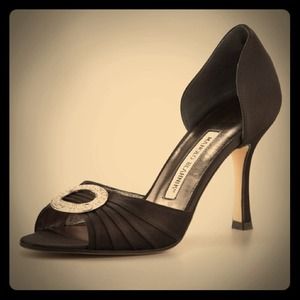 Manolo Blahnik Sedaraby Bejeweled satin