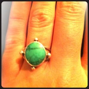 Turquoise and sterling four directions ring