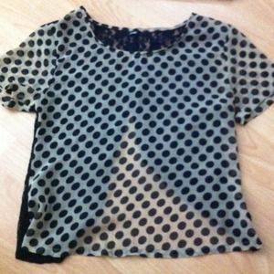 Polka dot shirt with open lace back