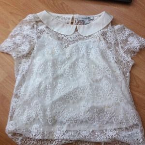 White lace Peter Pan collar shirt