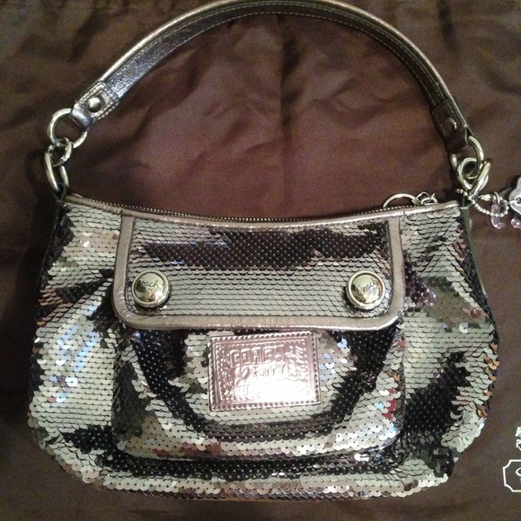 Coach silver sequined bag