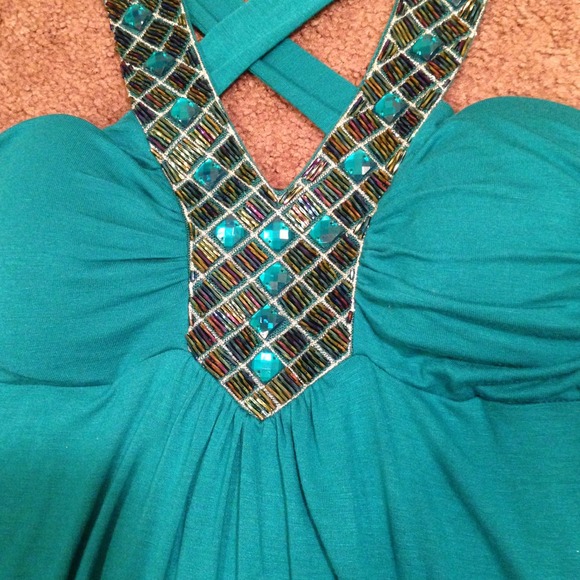 Teal sequined top - Picture 2 of 3