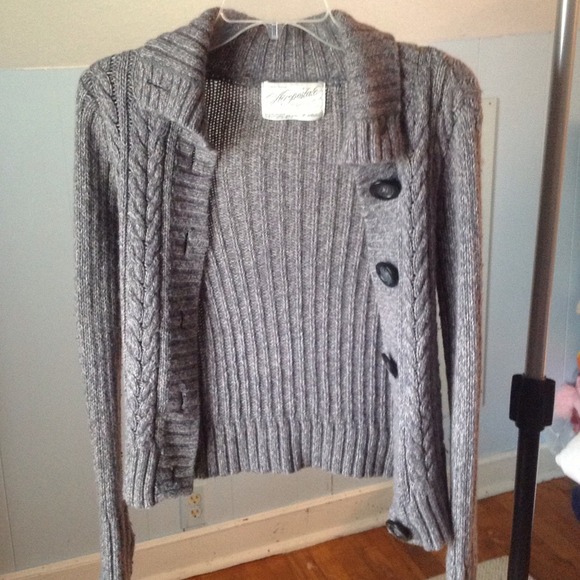 Gray Knit Button Up Sweater