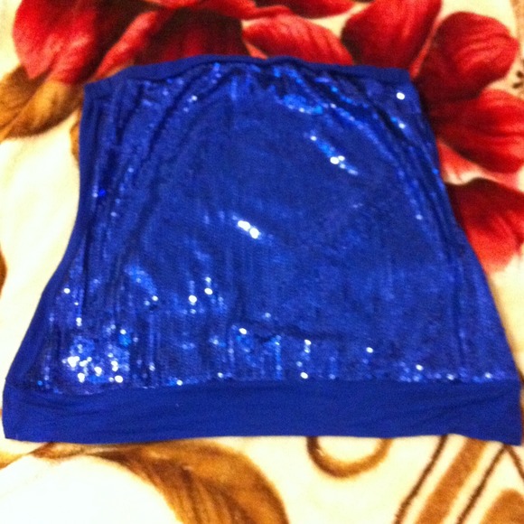 Blue sequin tube top - Picture 1 of 2